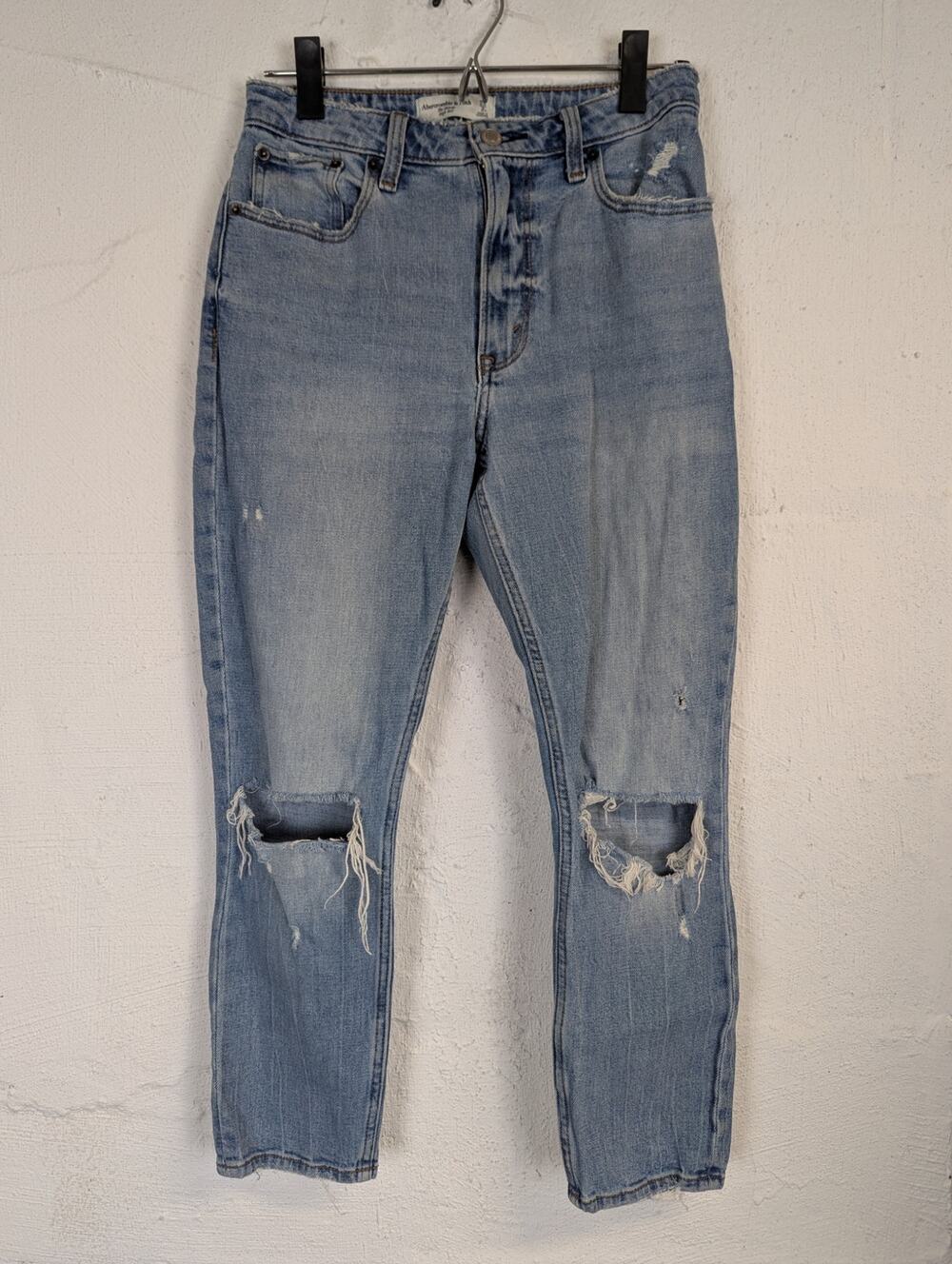 Abercrombie & Fitch Skinny High Rise Jeans Curve Love Cropped Distressed Size 2